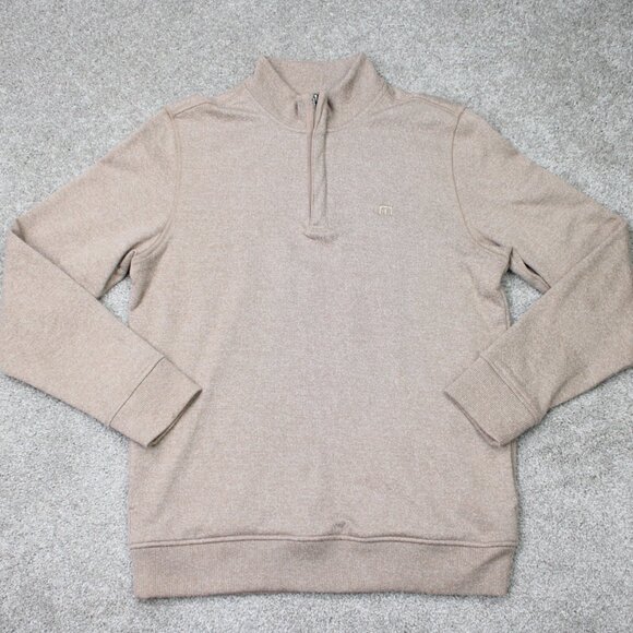 Travis Mathew Sweatshirt Mens Small Beige Hideaway 1/4 Zip Golf L/S Pullover - Picture 2 of 16
